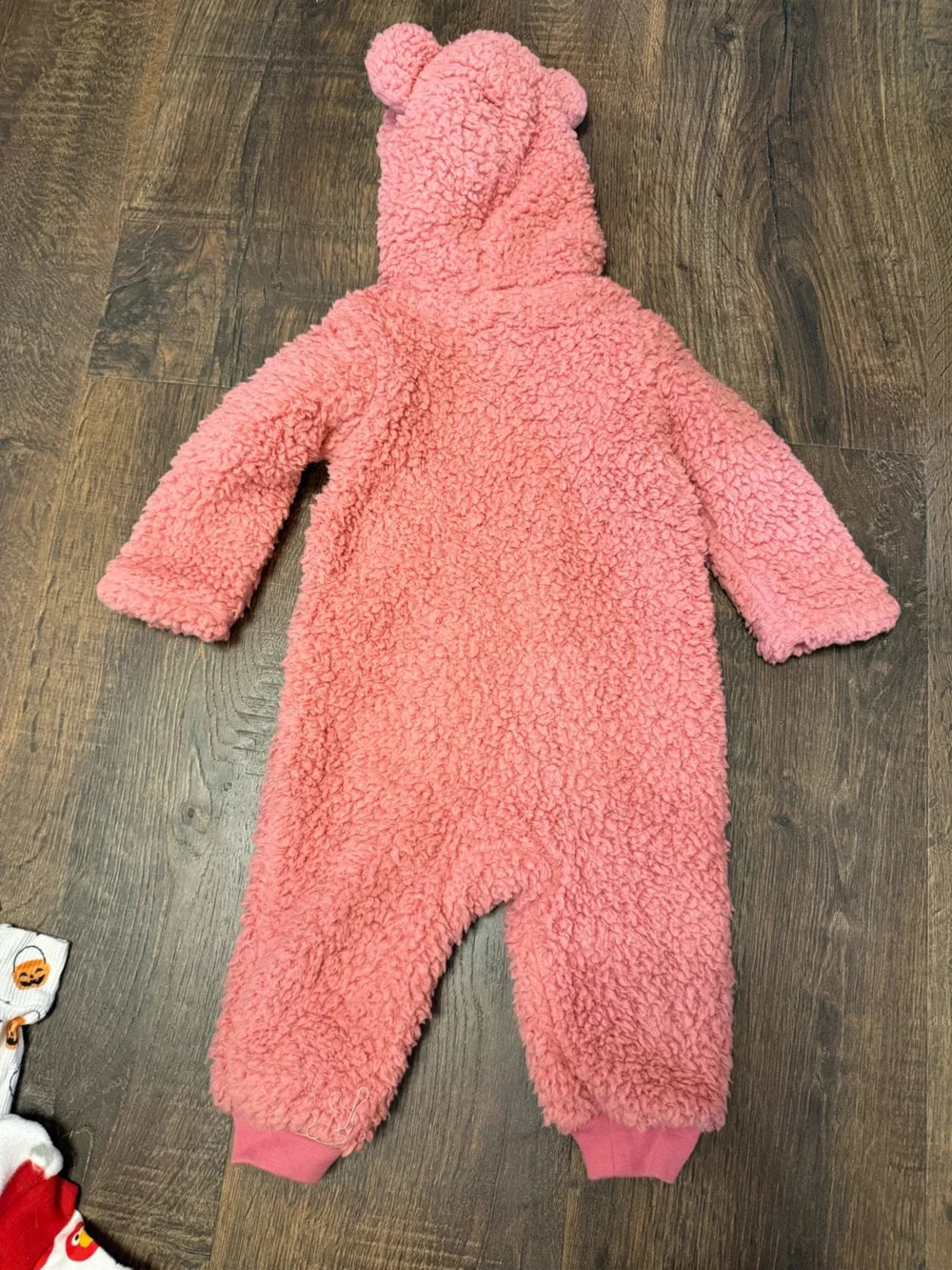 okie dokie Pink Sherpa Hooded One-Piece Footie
